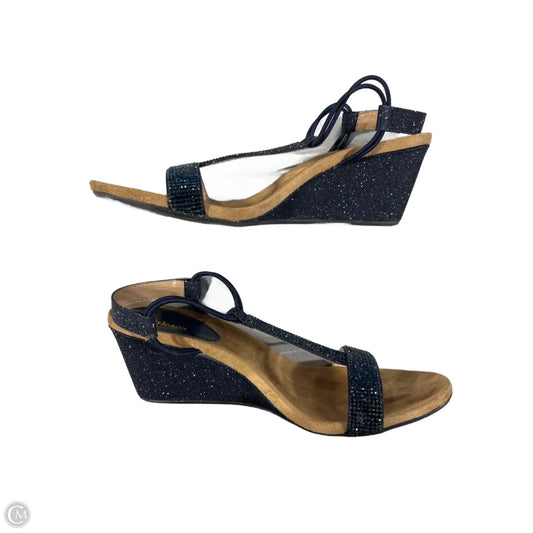Sandals Heels Wedge By Style And Company In Navy, Size: 6.5