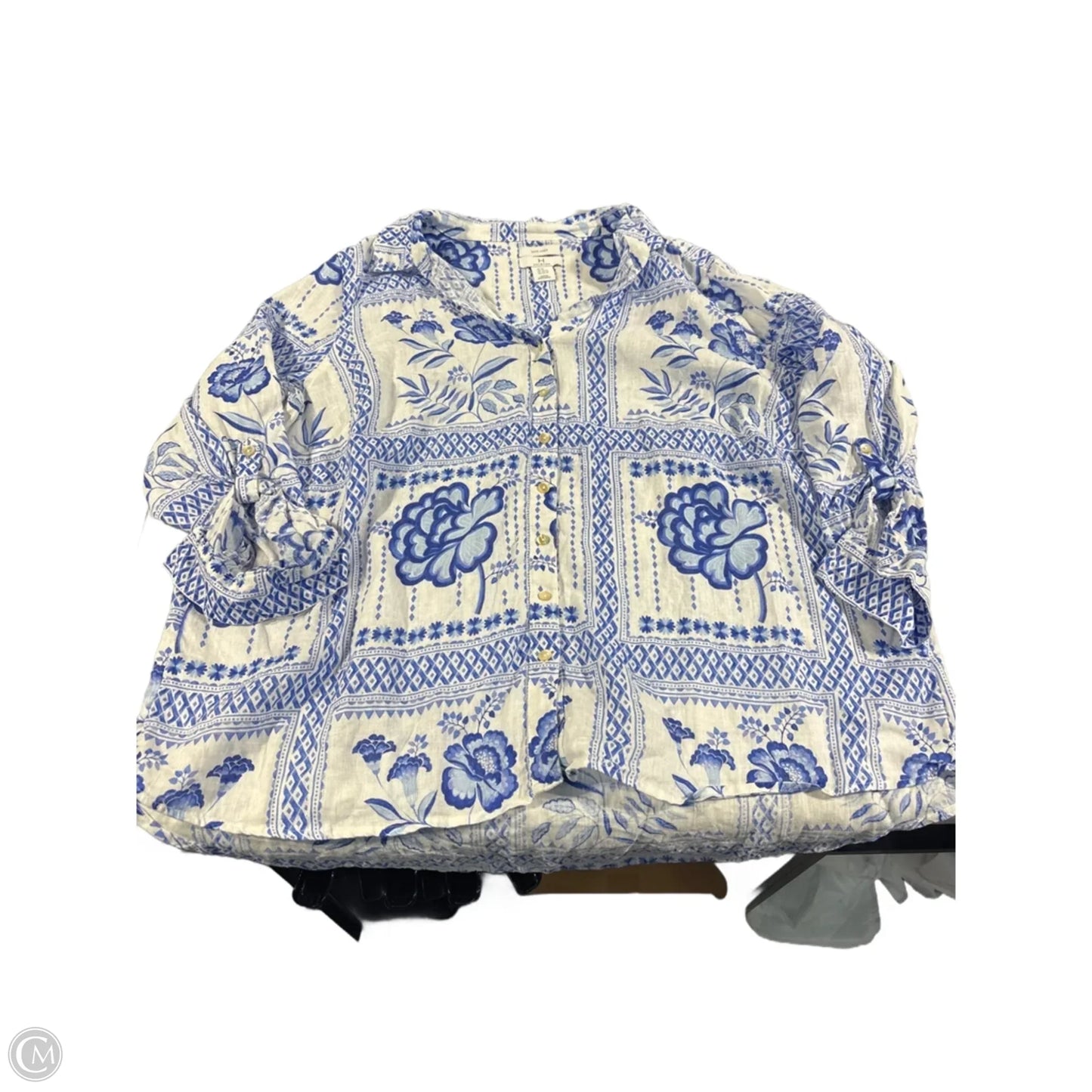 Top 3/4 Sleeve Designer By Halston In Blue, Size: 2x