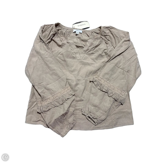 Blouse Long Sleeve By Evereve In Beige, Size: Xs