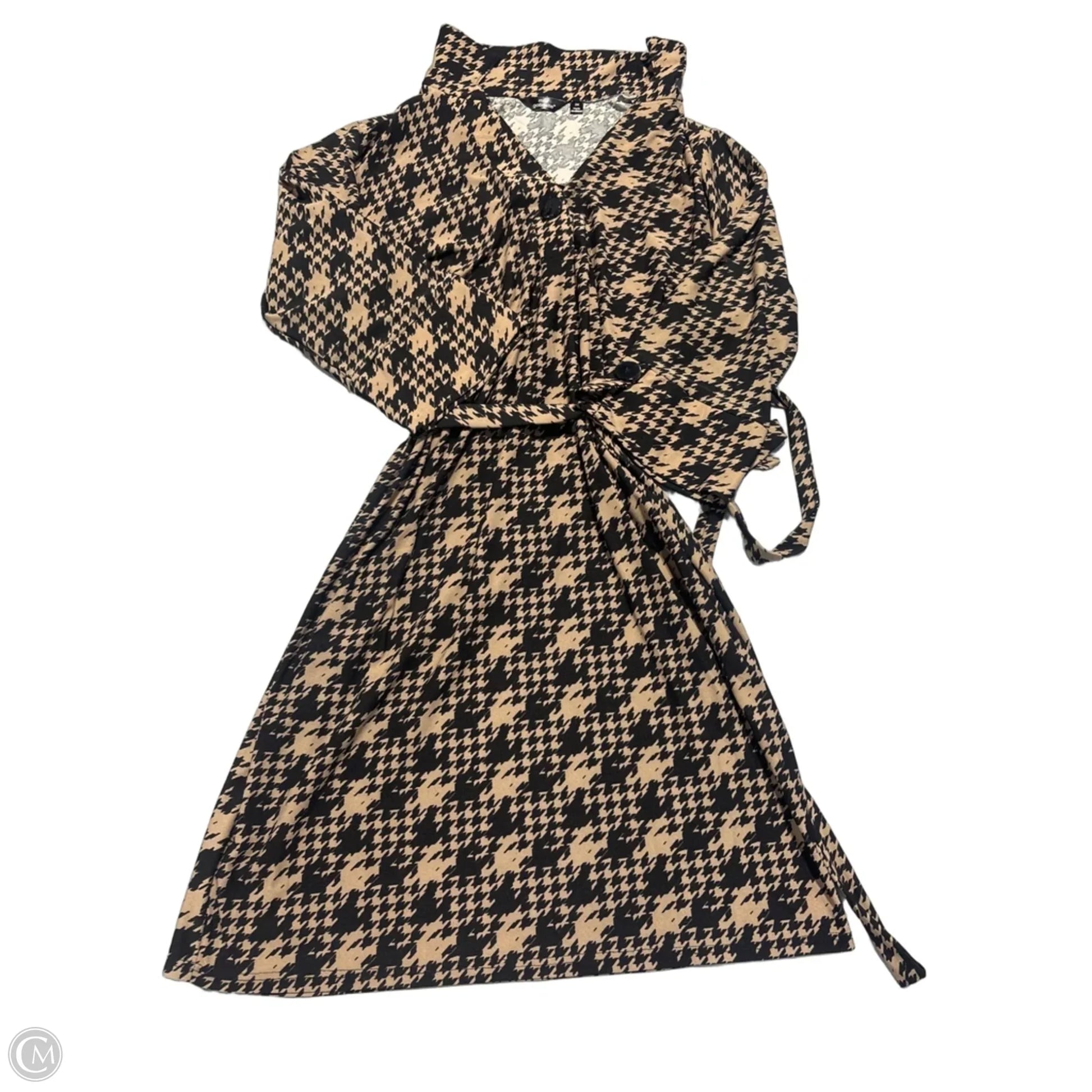 Dress Casual Midi By Mlle Gabrielle In Black & Brown, Size: 2x