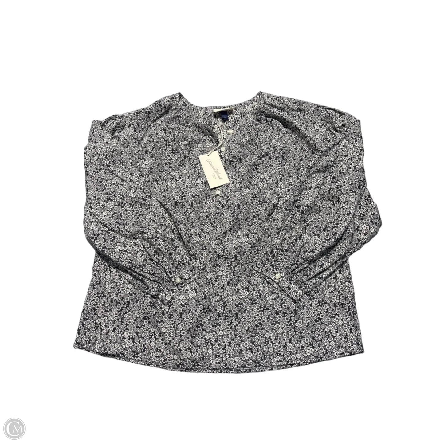 Blouse Long Sleeve By Universal Thread In Black & Cream, Size: L