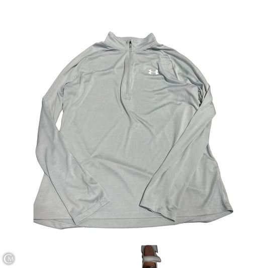 Athletic Top Long Sleeve Collar By Under Armour In Grey, Size: L