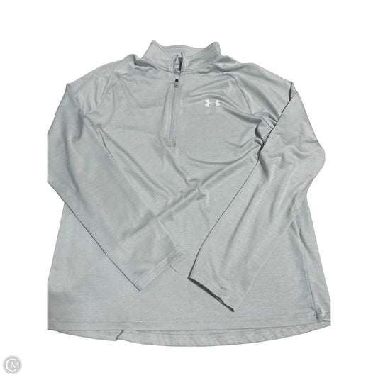 Athletic Top Long Sleeve Collar By Under Armour In Grey, Size: M
