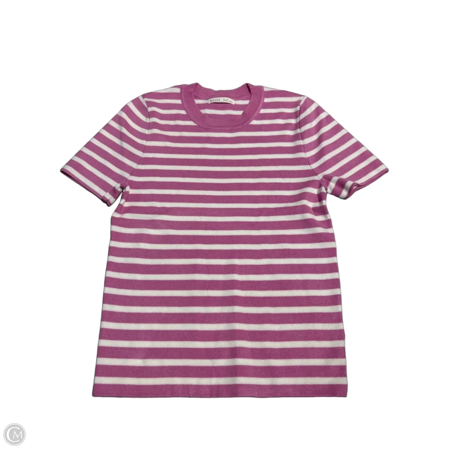 Top Short Sleeve By Be Cool In Pink & White, Size: M