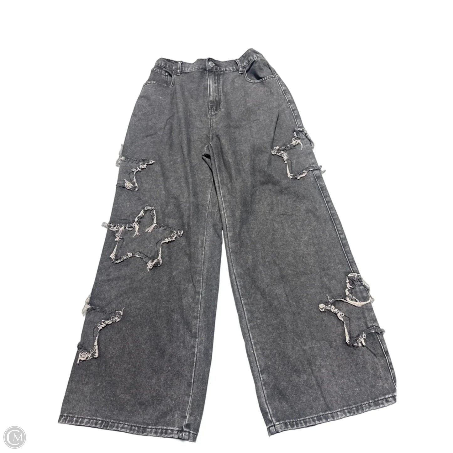 Jeans Wide Leg By Shein In Black Denim, Size: 16
