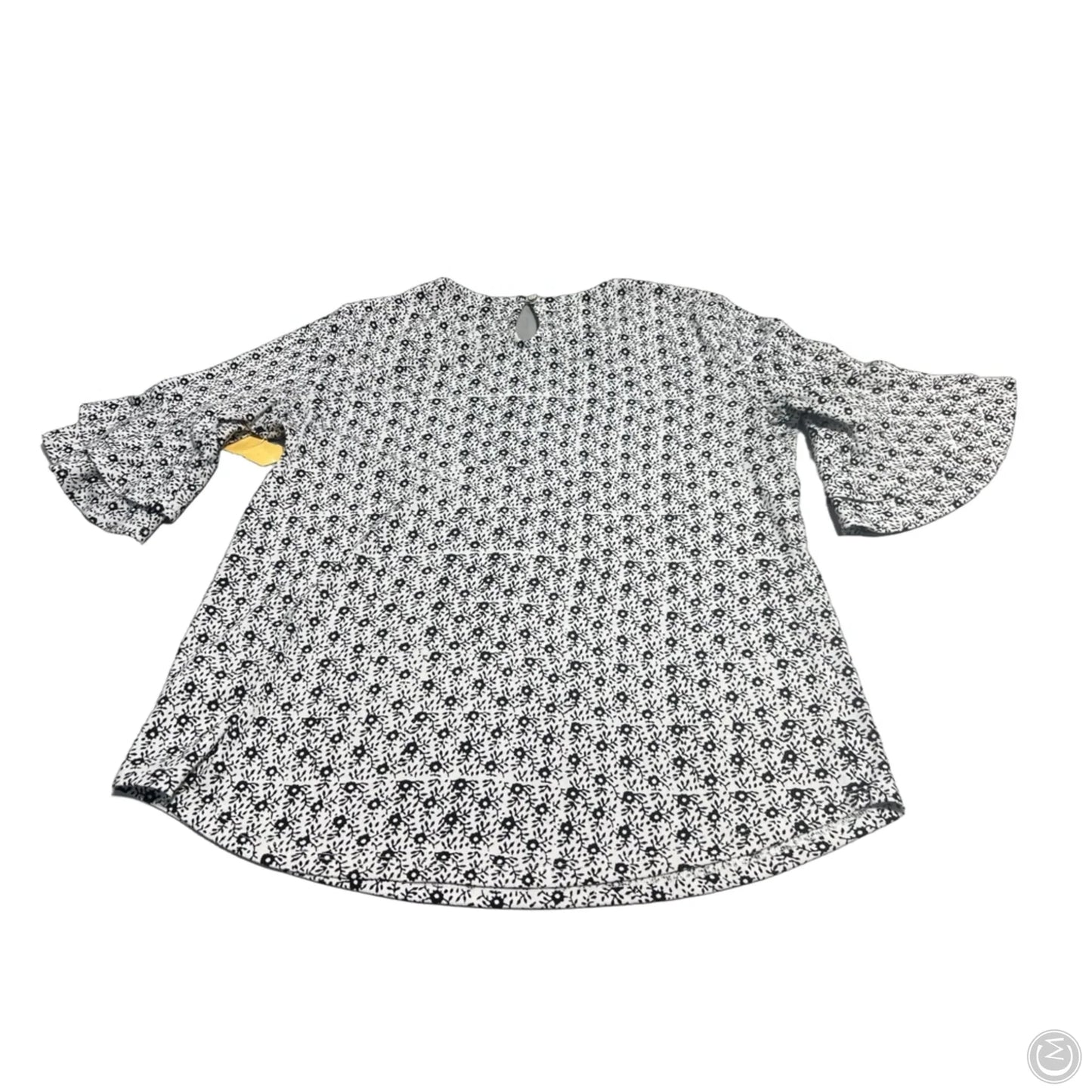Top Short Sleeve By Adrianna Papell In Black & White, Size: S