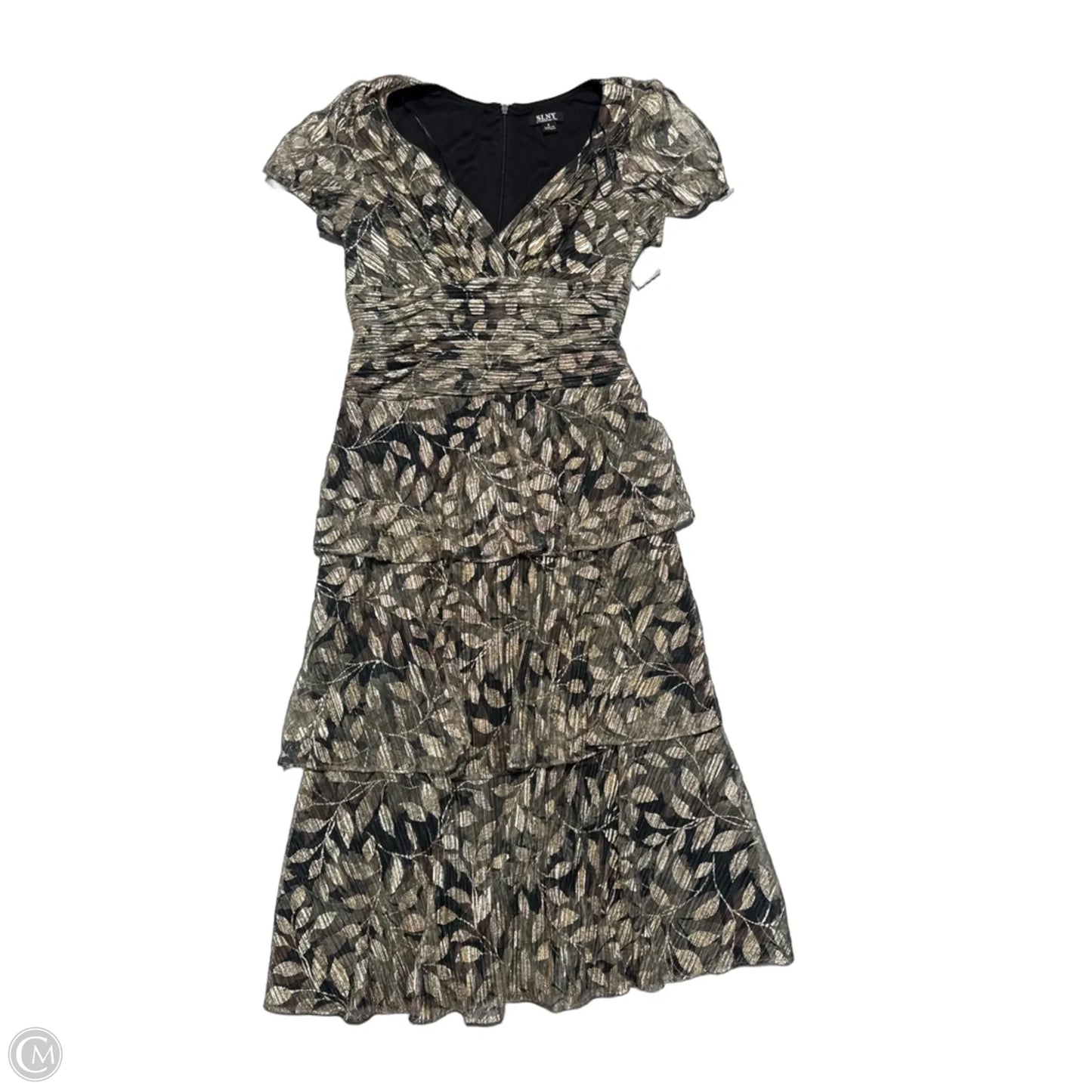 Dress Casual Midi By Sl Fashions In Gold & Green, Size: M