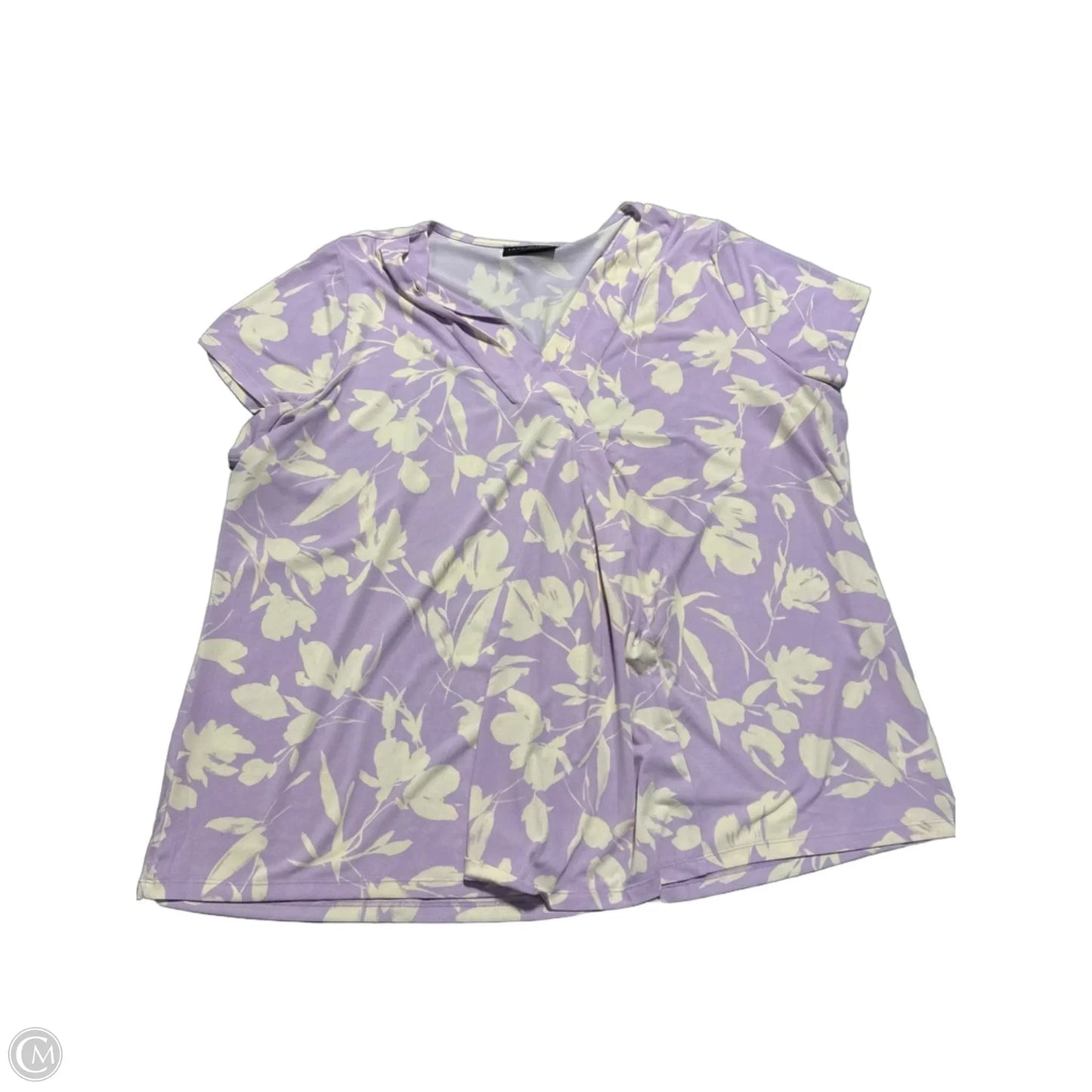 Top Short Sleeve By Lane Bryant In Cream & Purple, Size: 3x