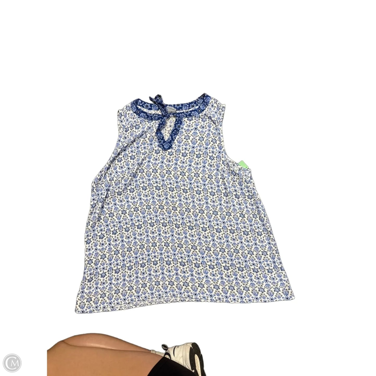 Top Sleeveless By Croft And Barrow In Blue & White, Size: 2x