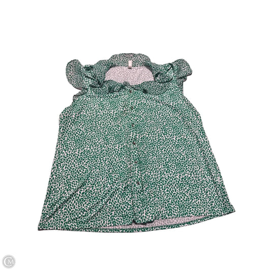 Top Short Sleeve By Perseption Concept In Green & White, Size: 2x
