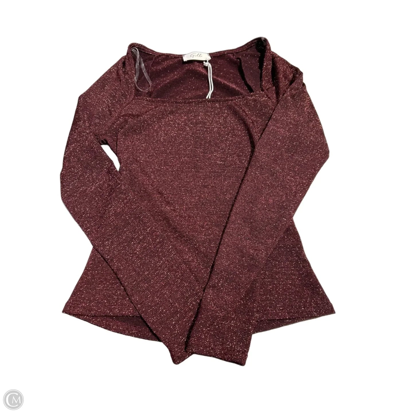 Top Long Sleeve By Gilli In Brown, Size: S