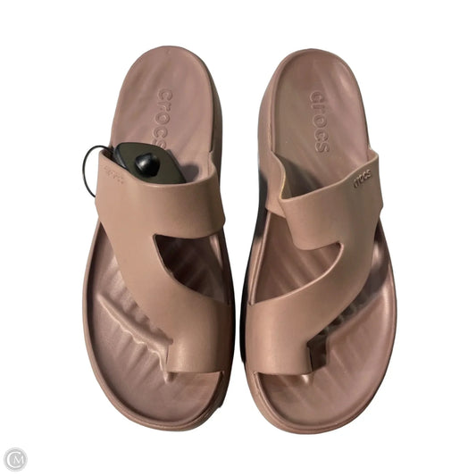 Sandals Heels Wedge By Crocs In Mauve, Size: 10