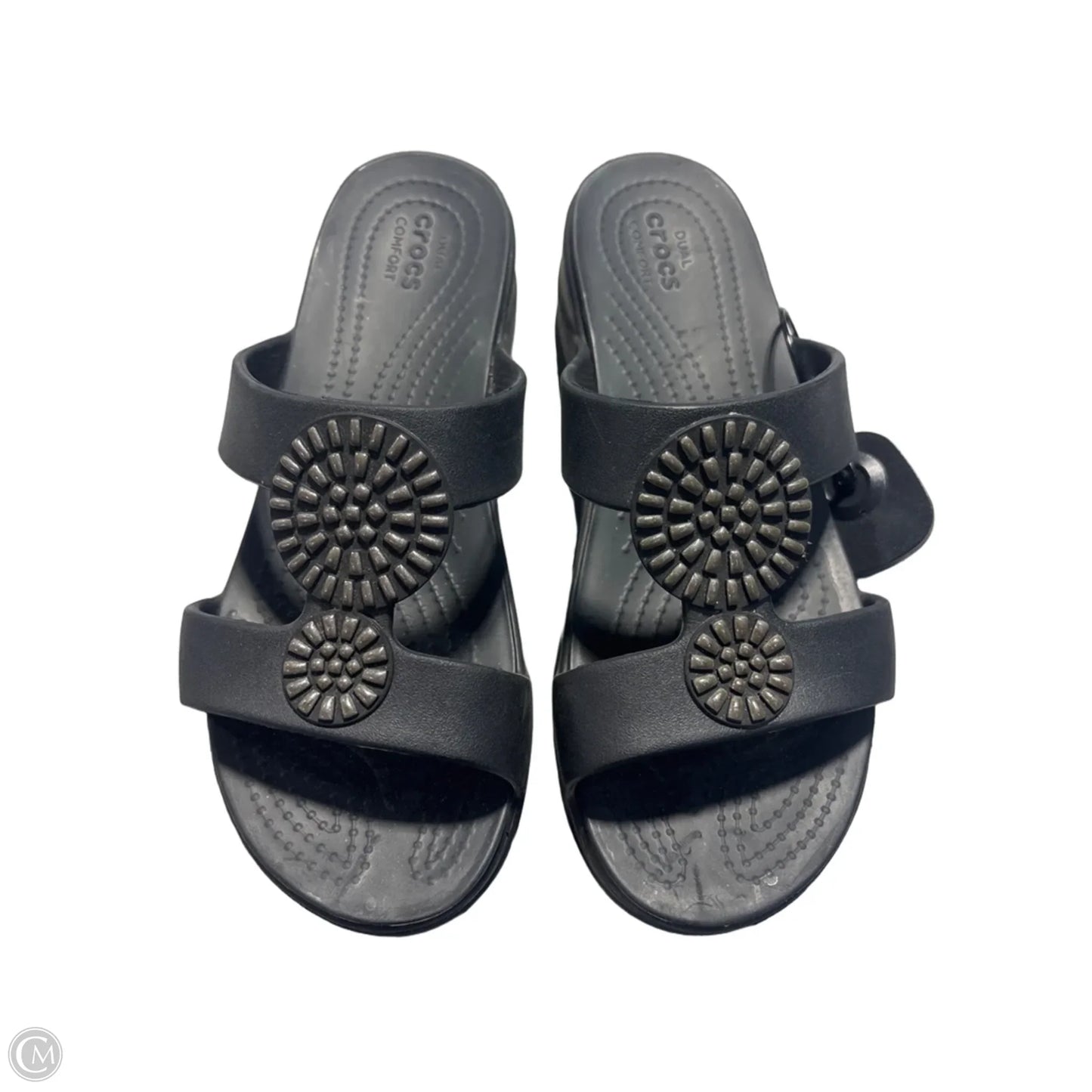 Sandals Flats By Crocs In Black, Size: 7