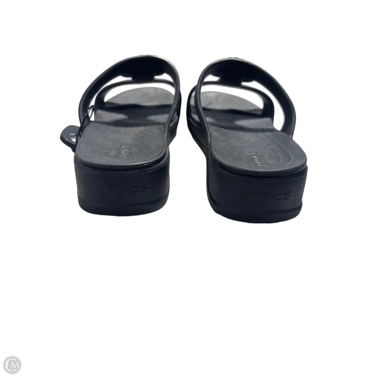 Sandals Flats By Crocs In Black, Size: 7