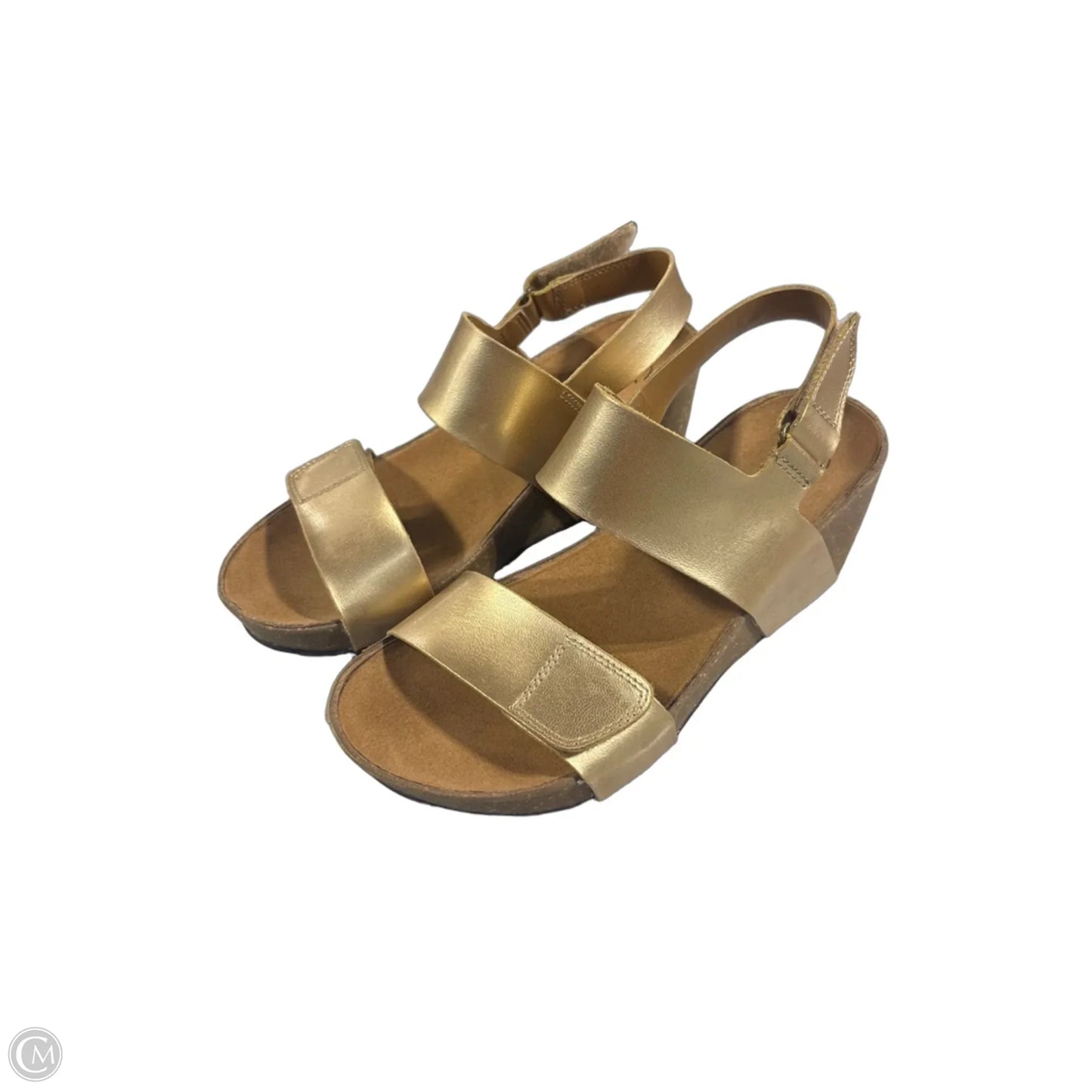 Sandals Heels Wedge By Classic Collection In Gold, Size: 7.5