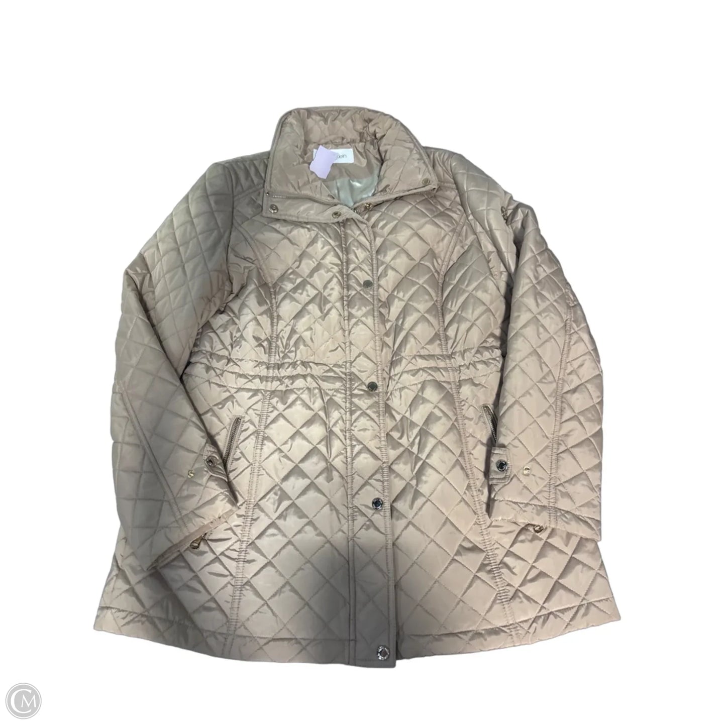 Jacket Puffer & Quilted By Calvin Klein In Tan, Size: L