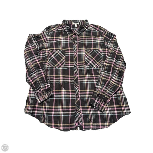 Top Long Sleeve By Maurices In Plaid Pattern, Size: Xxl