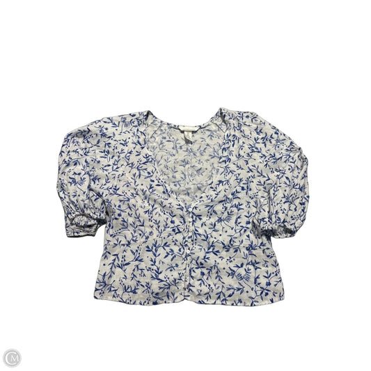 Top 3/4 Sleeve By H&m In Blue & White, Size: M