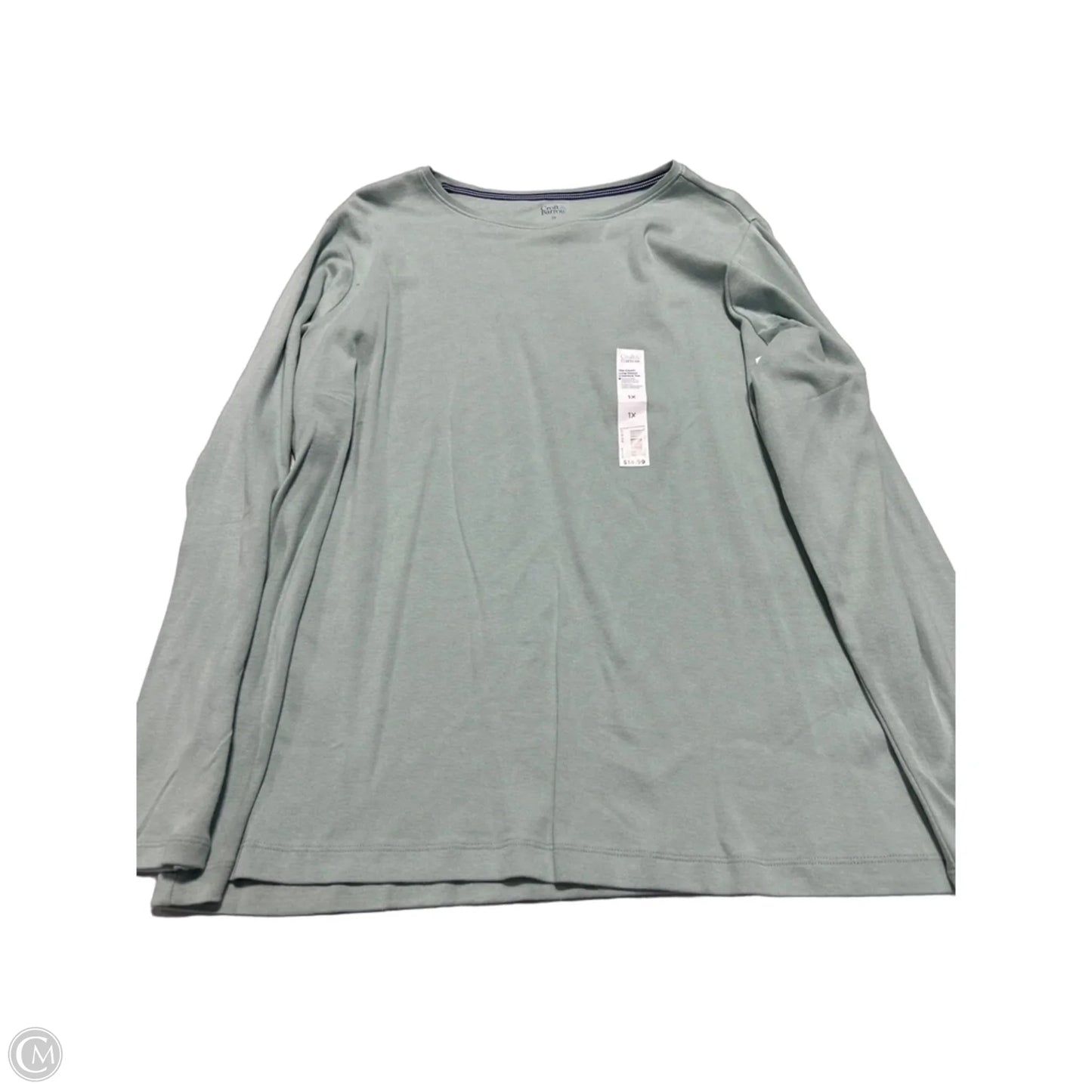 Top Long Sleeve By Croft And Barrow In Green, Size: 1x
