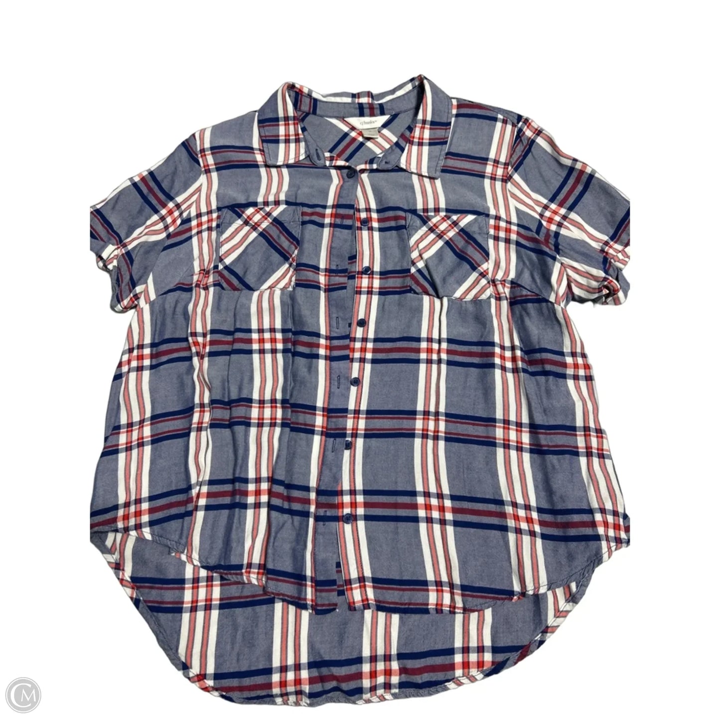 Top Long Sleeve By Cj Banks In Blue & Red, Size: 1x