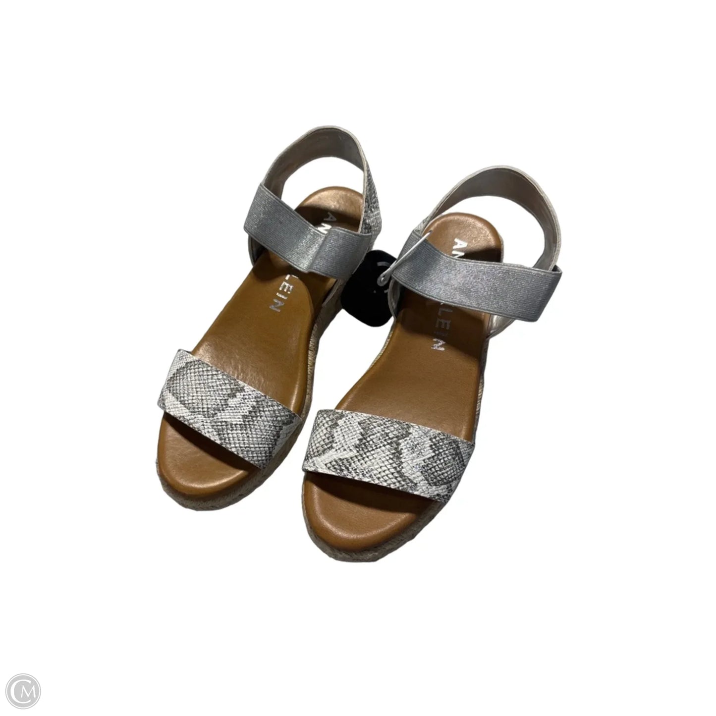 Sandals Heels Block By Anne Klein In Silver & Tan, Size: 7.5