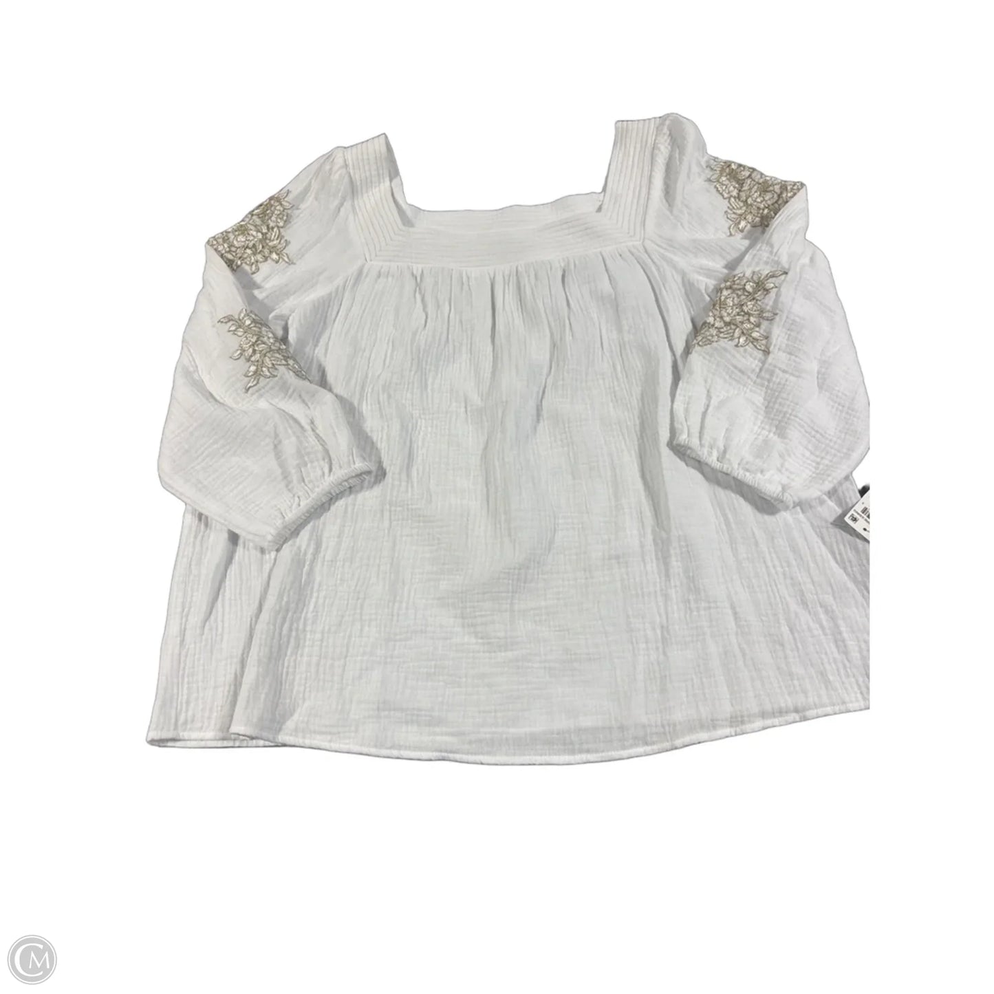 Top Long Sleeve By Jm Collections In White, Size: Xl