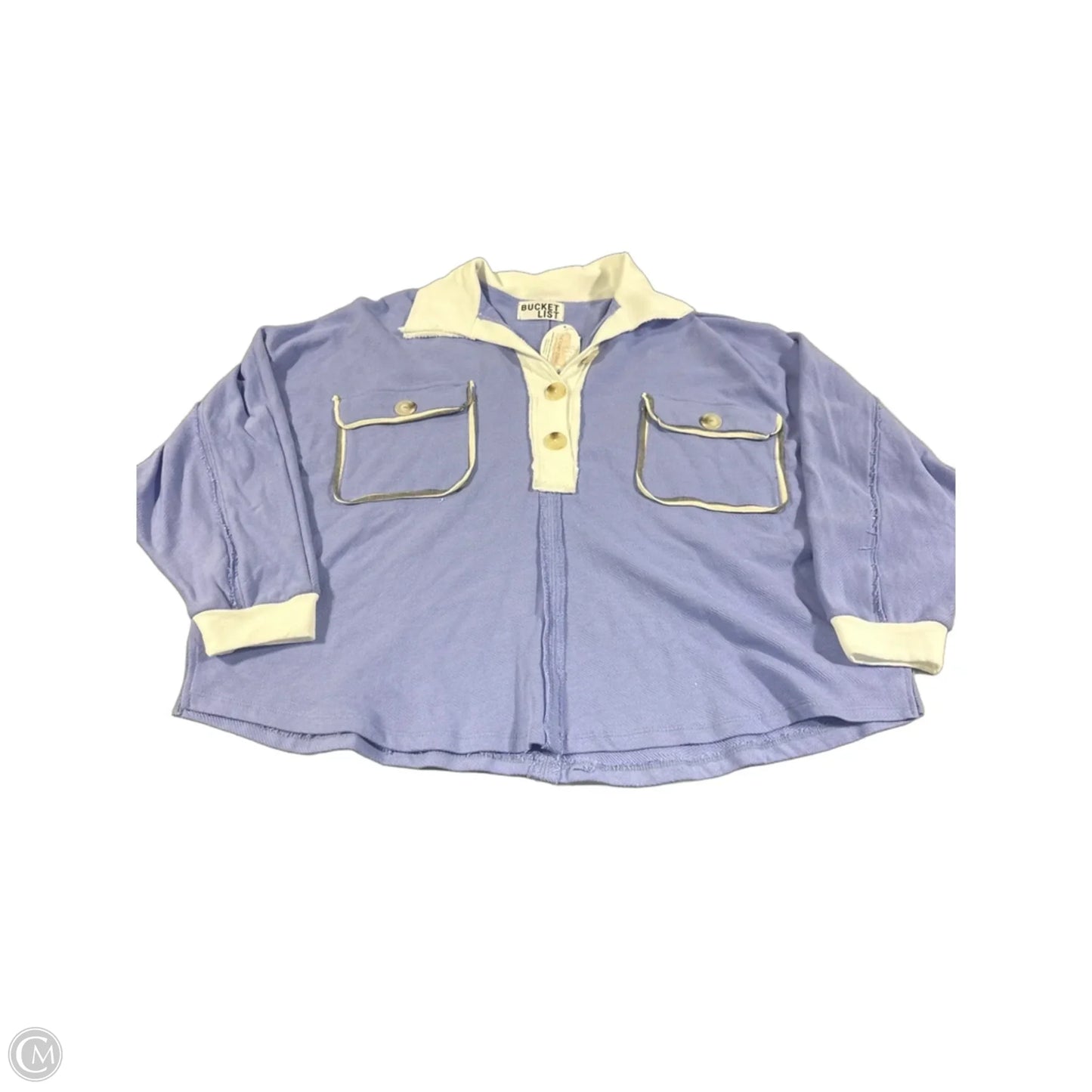 Sweatshirt Collar By Bucketlist In Purple & White, Size: M