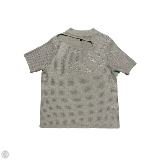 Top Short Sleeve By Ontwelfth In Silver & Tan, Size: L