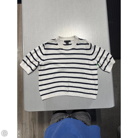 Top Short Sleeve By French Connection In Blue & White, Size: L