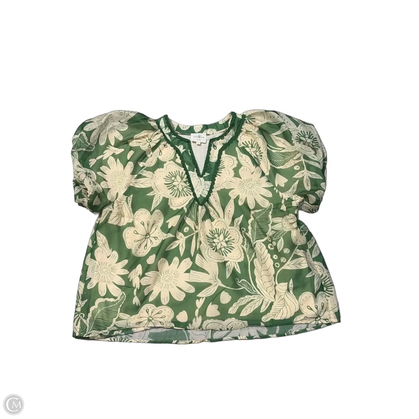Blouse Short Sleeve By Umgee In Cream & Green, Size: Xl