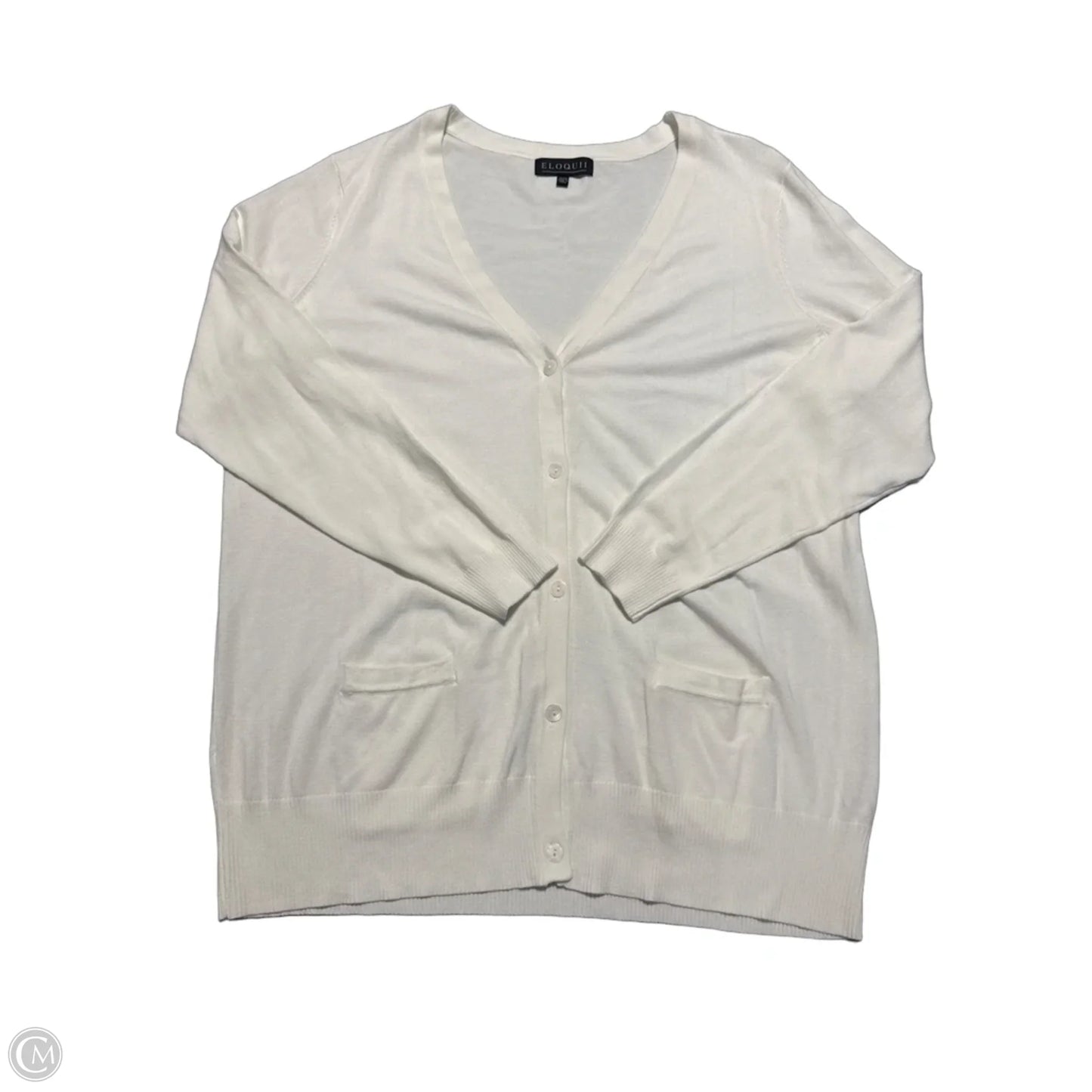 Sweater Cardigan By Eloquii In White, Size: 3x