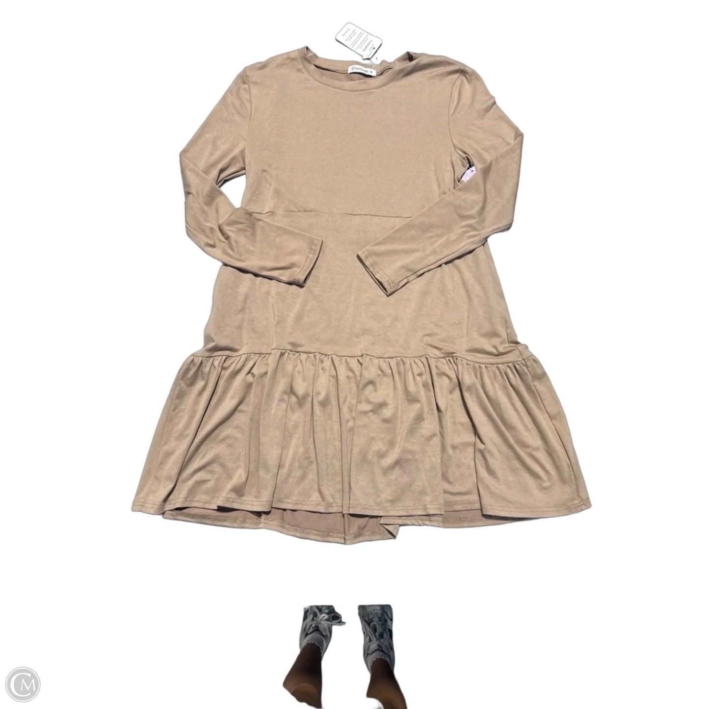Dress Casual Midi By Cmc In Beige, Size: M