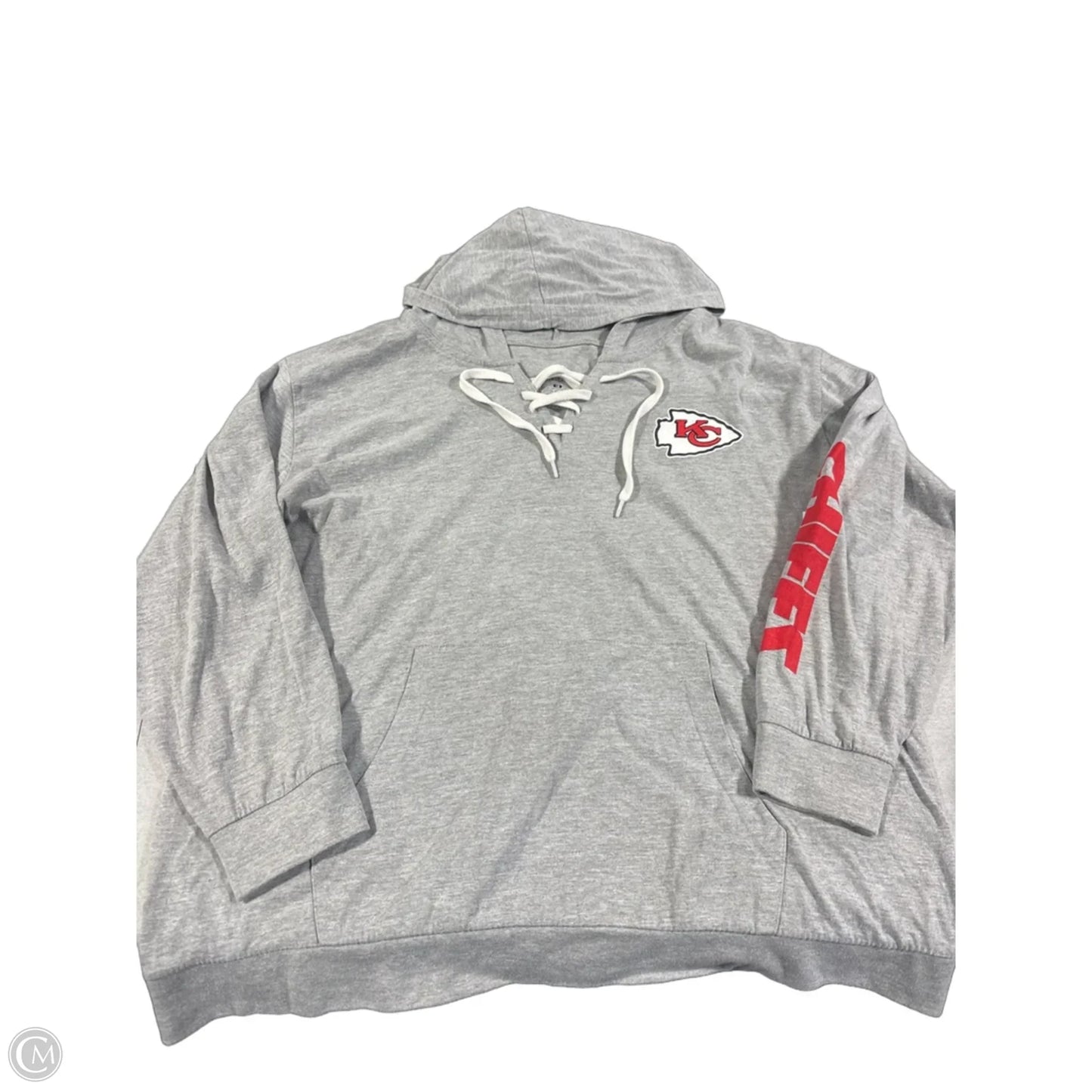 Top Long Sleeve By Fanatics In Grey, Size: 1x