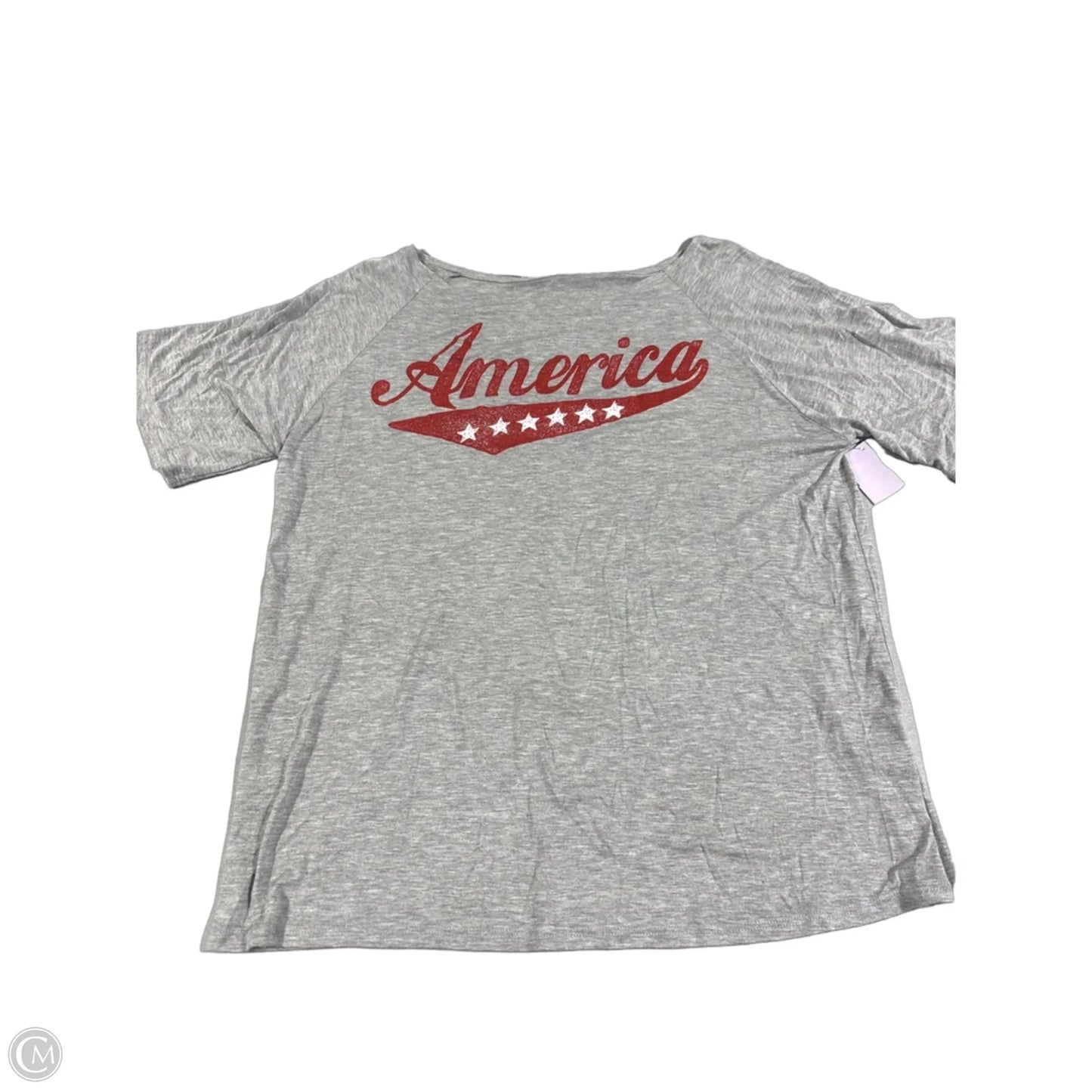Top Short Sleeve By Bibi In Grey, Size: L