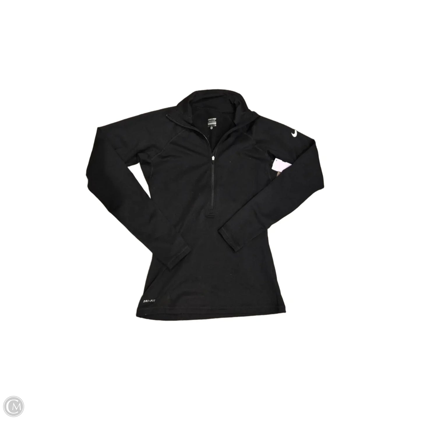 Athletic Top Long Sleeve Collar By Nike In Black, Size: S