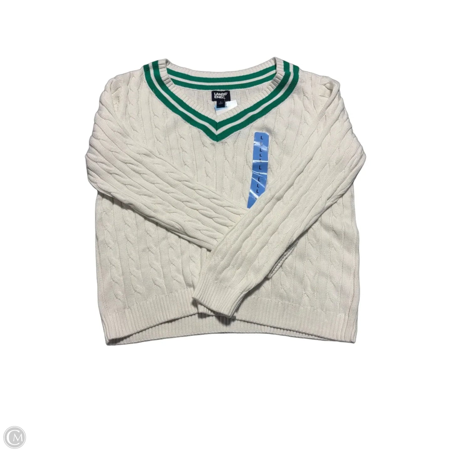 Sweater By Lands End In White, Size: L