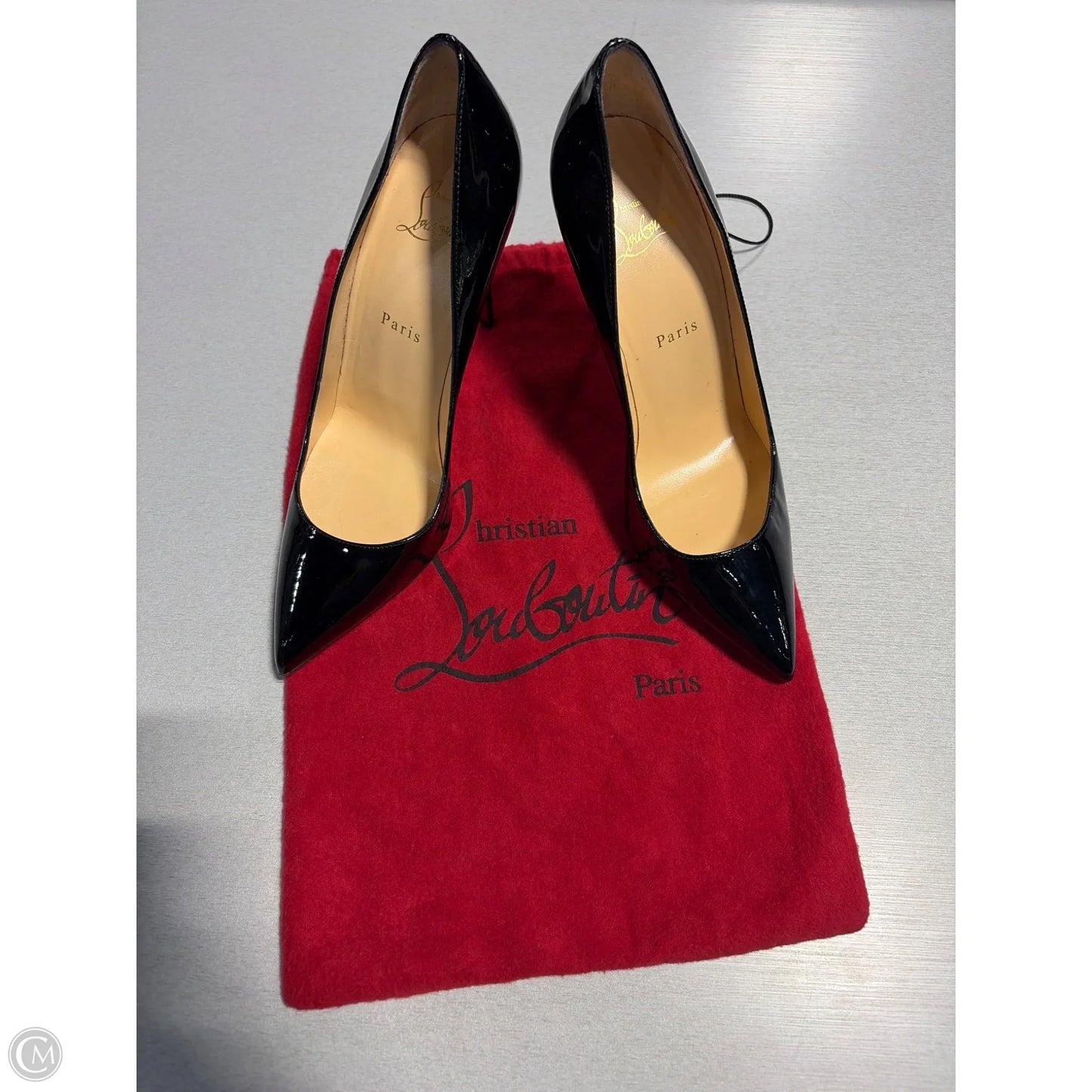Shoes Luxury Designer By Christian Louboutin In Black & Red, Size: 9