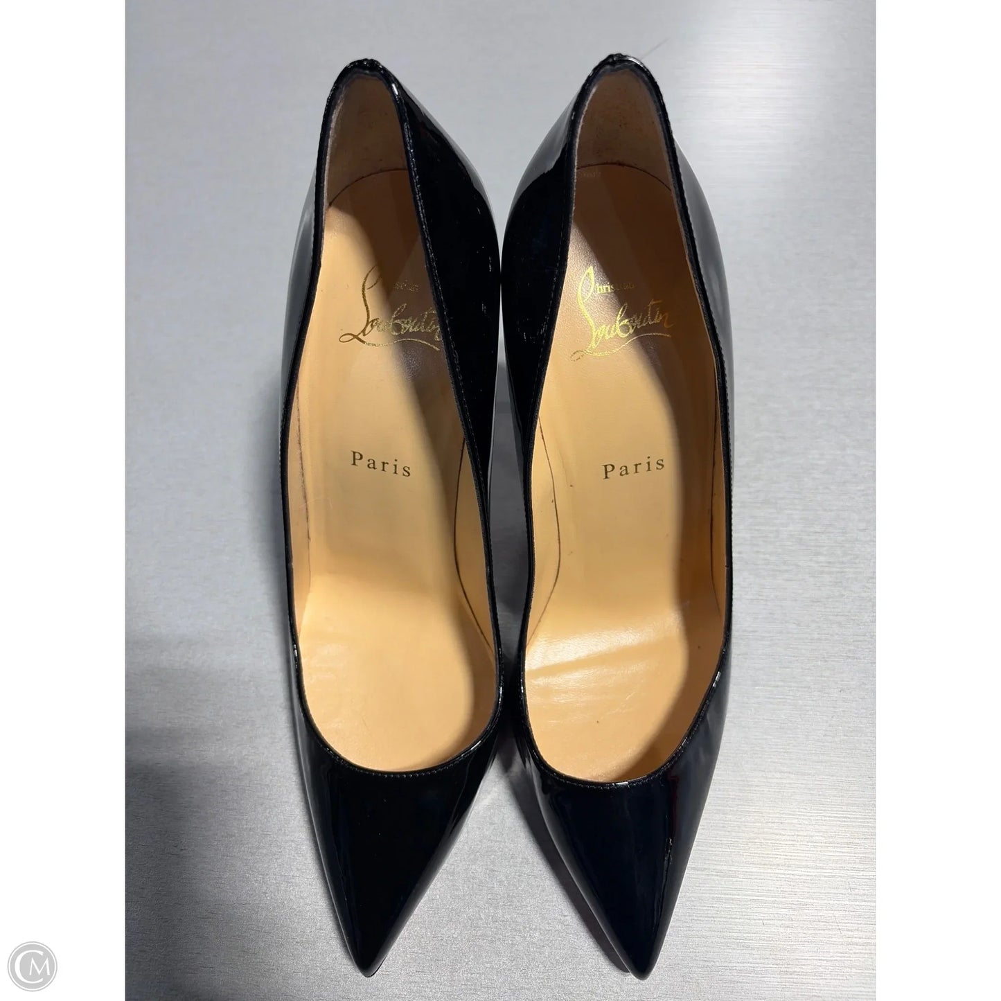 Shoes Luxury Designer By Christian Louboutin In Black & Red, Size: 9