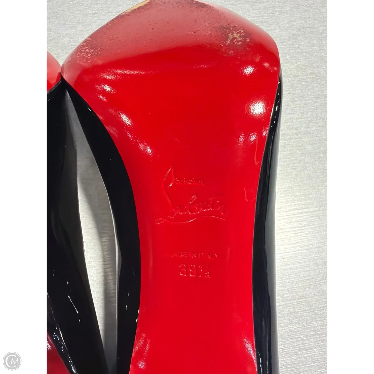 Shoes Luxury Designer By Christian Louboutin In Black & Red, Size: 9