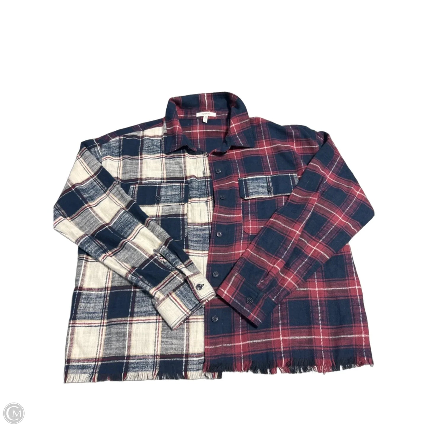 Top Long Sleeve By Maurices In Plaid Pattern, Size: S