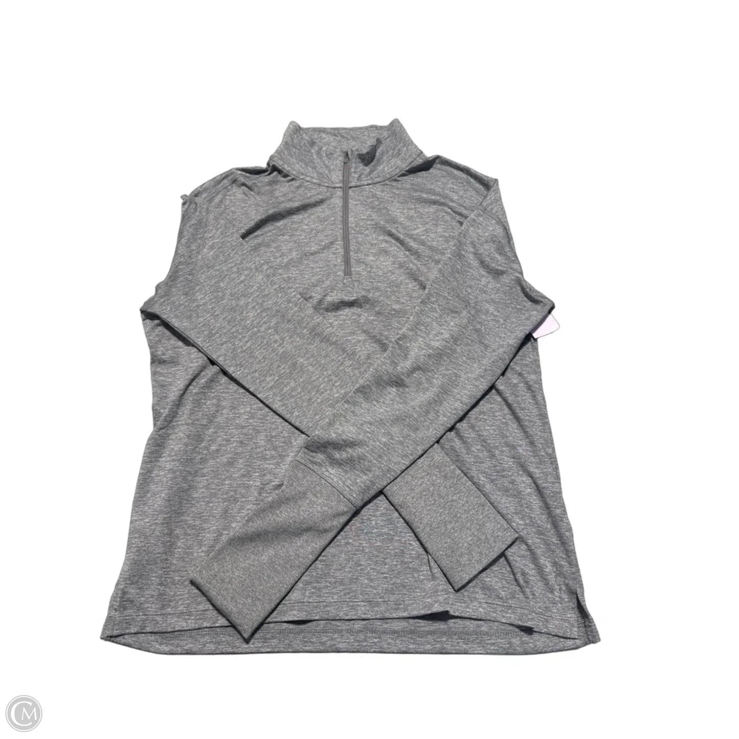 Athletic Top Long Sleeve Collar By Nike In Grey, Size: M
