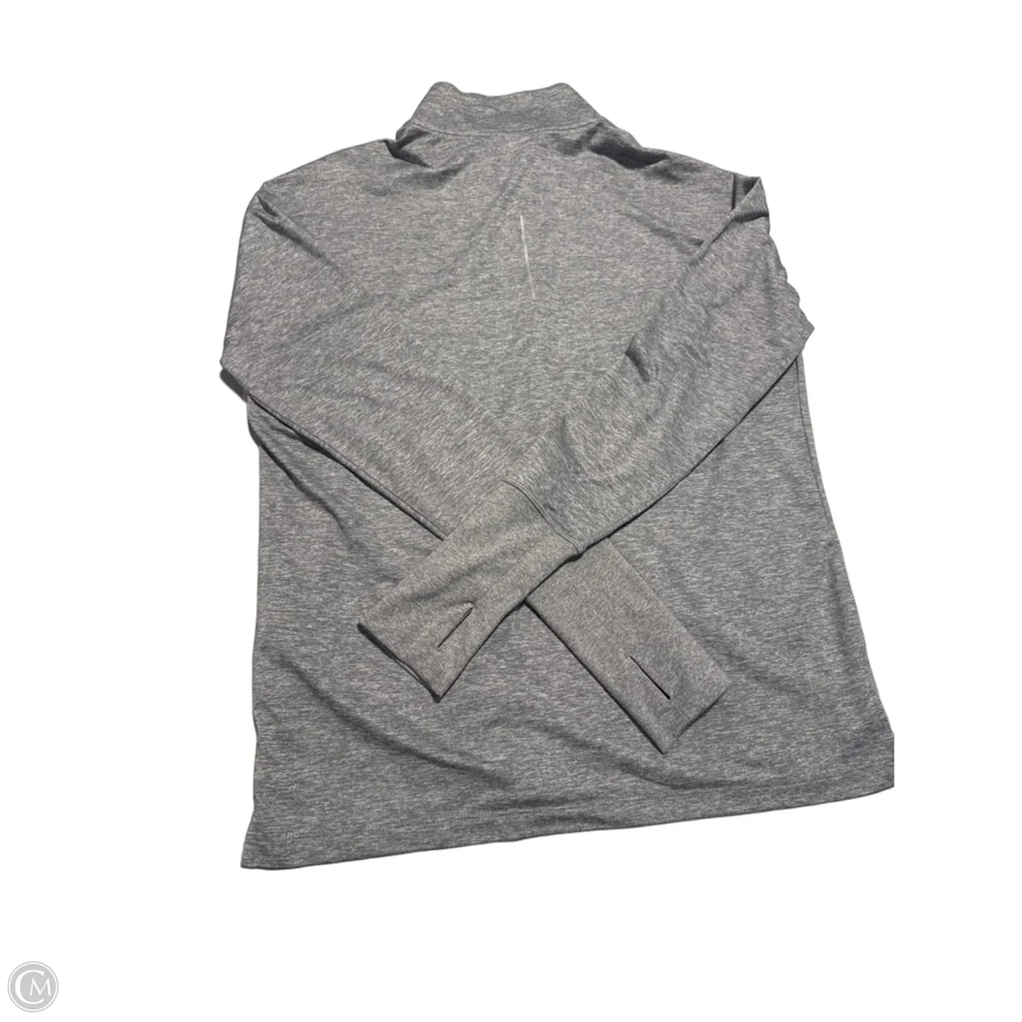 Athletic Top Long Sleeve Collar By Nike In Grey, Size: M