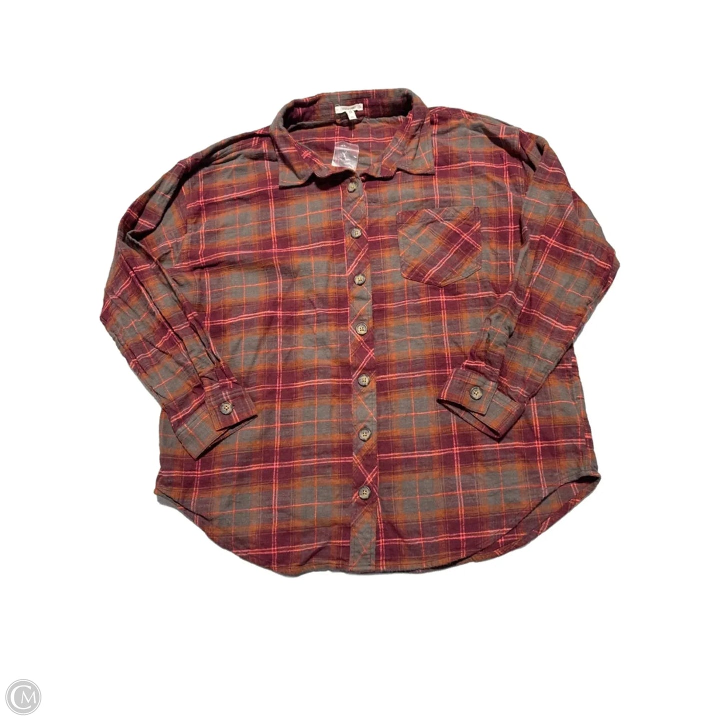 Top Long Sleeve By Maurices In Plaid Pattern, Size: Xl