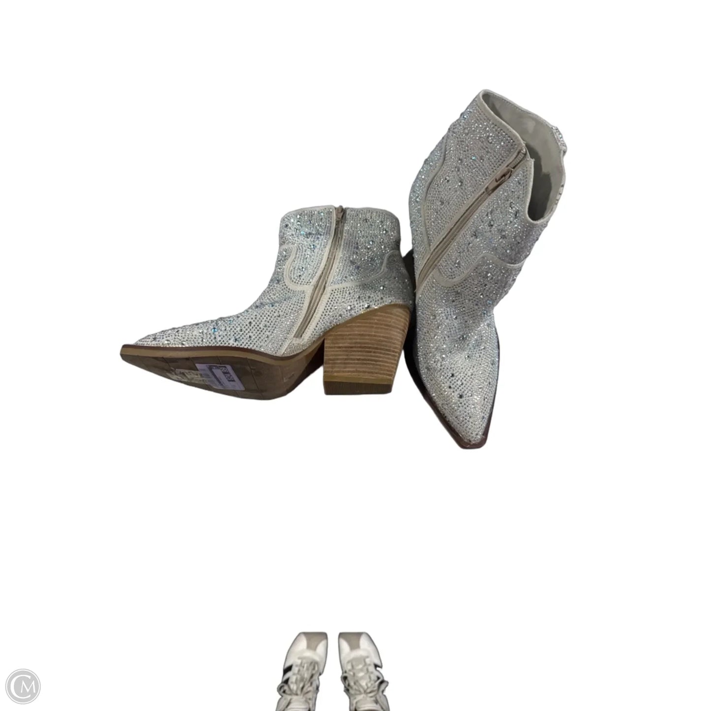 Boots Ankle Heels By Very G In Silver, Size: 10