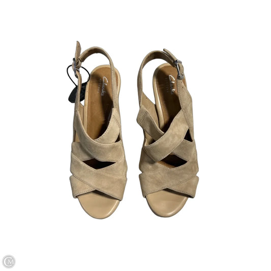 Sandals Heels Wedge By Clarks In Beige, Size: 8