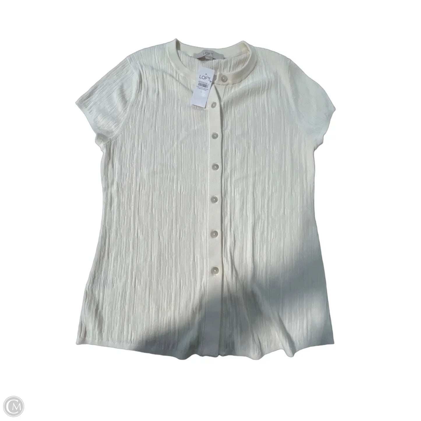 Top Short Sleeve By Loft In Beige, Size: L