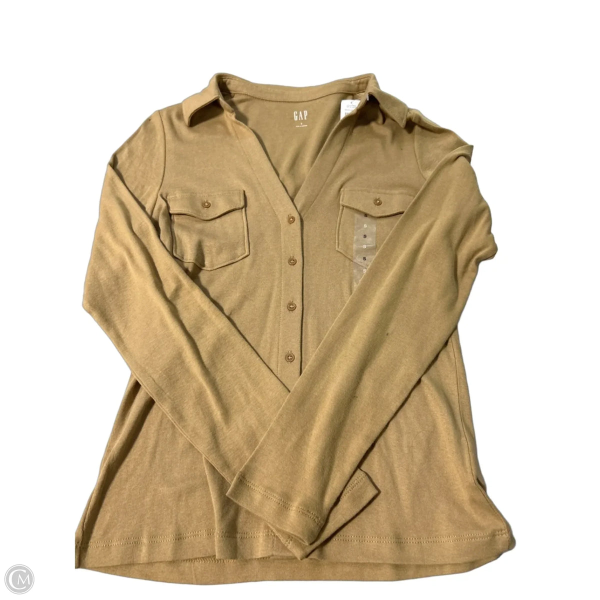 Top Long Sleeve By Gap In Beige, Size: S
