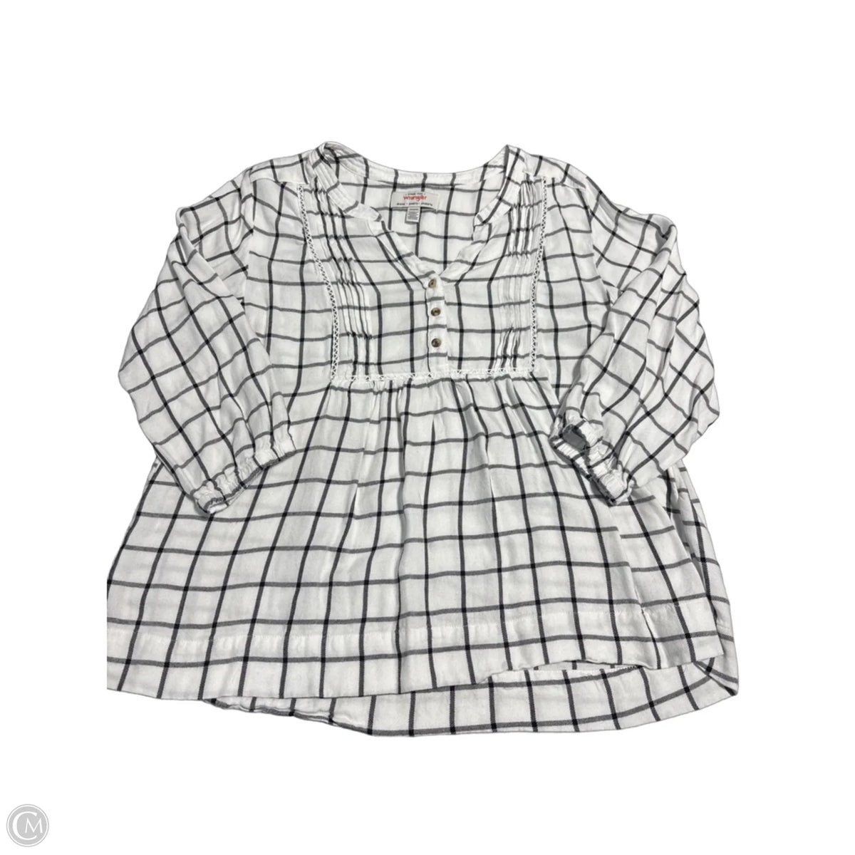 Top Long Sleeve By Wrangler In Plaid Pattern, Size: M