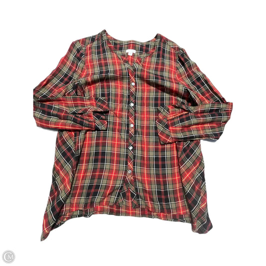Top Long Sleeve By J. Jill In Plaid Pattern, Size: L