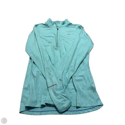 Athletic Top Long Sleeve Collar By Nike In Blue, Size: L